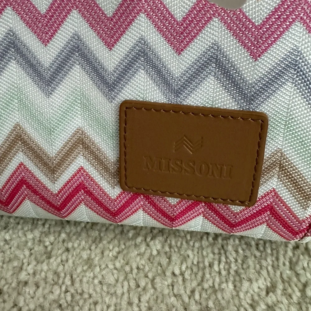 NWT MISSONI Chevron-pattern small cotton-blend tote bag purse - Picture 10 of 14
